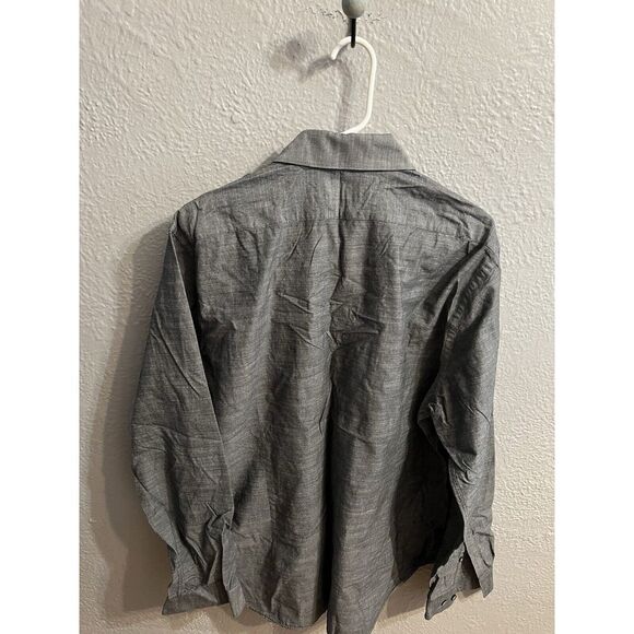 Express Mens Button Up Shirt Gray Long Sleeve Fitted Spread Collar Pocket XL - Picture 3 of 7